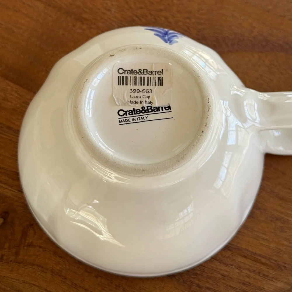 Crate&Barrel Blue and White Laura Cup and Saucer